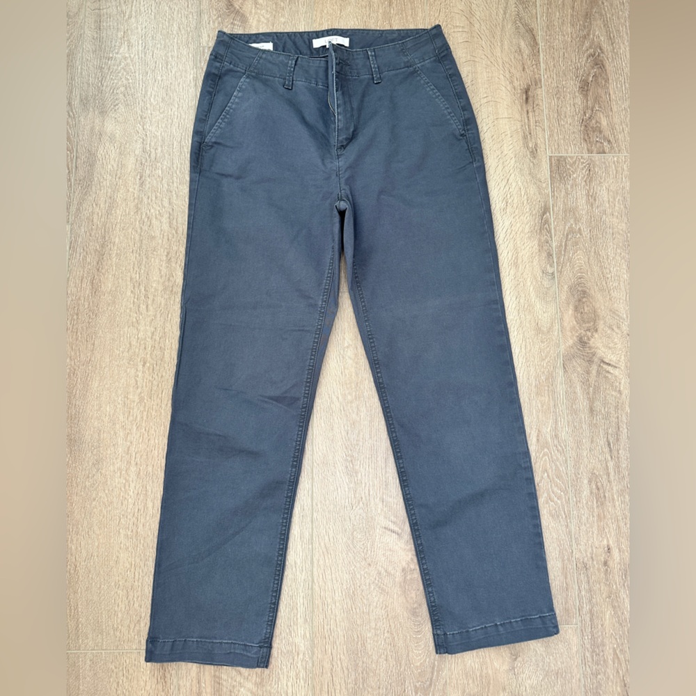 LOFT Gray Ankle Cropped Pants with Smooth Texture